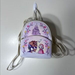 Disney x Loungefly Beauty & the Beast Cartoon White‎ mini backpack